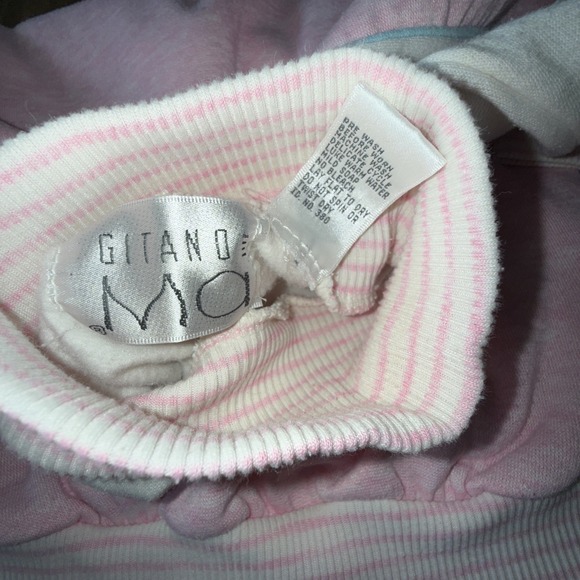 Gitano Women's Cream & Pink Pullover Sweatshirt Vintage Size Small Turtleneck - Picture 7 of 11